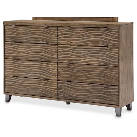 8-Drawer Dresser with Carved Wood Drawers